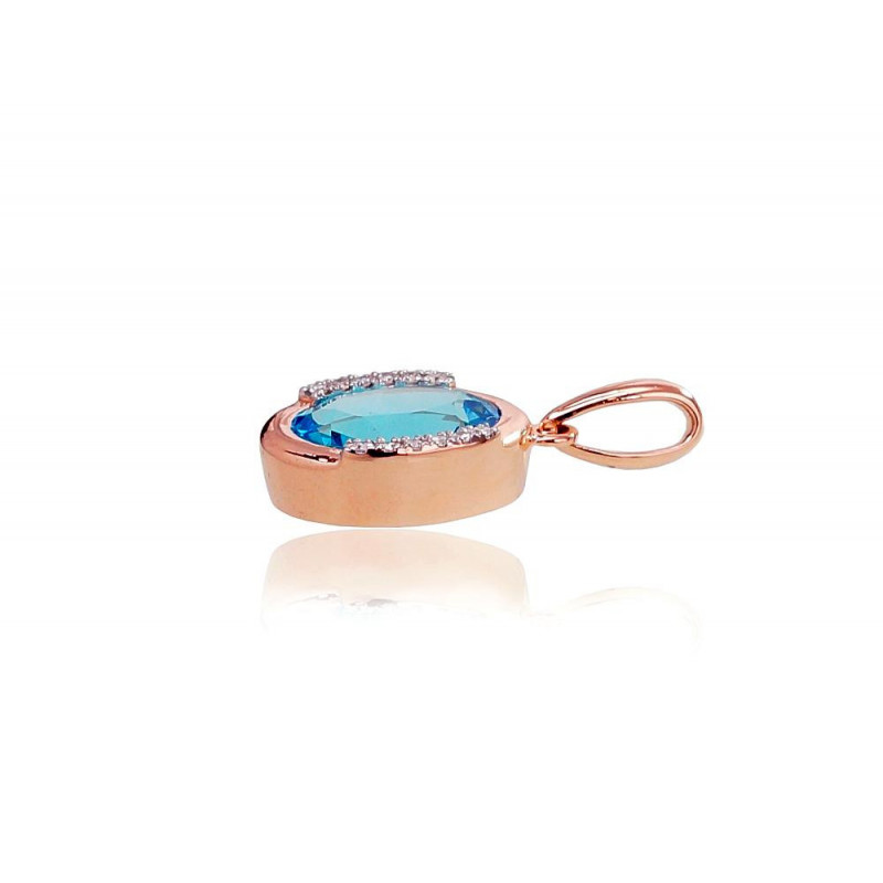 Gold pendant 1300413(Au-R+PRh-W)_DI+TZB, Red Gold 585°, Rhodium (Plating) , Diamonds , Blue Topaz