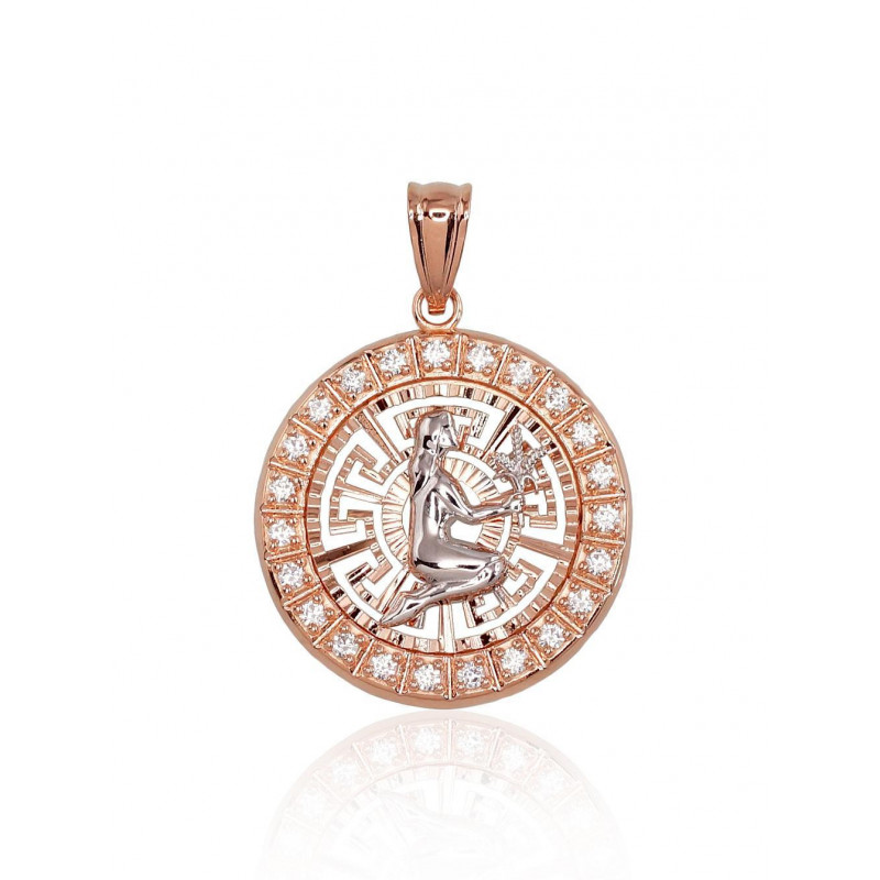 Gold pendant 1300455(Au-R+PRh-W)_CZ, Red Gold 585°, Rhodium (Plating) , Zirkons