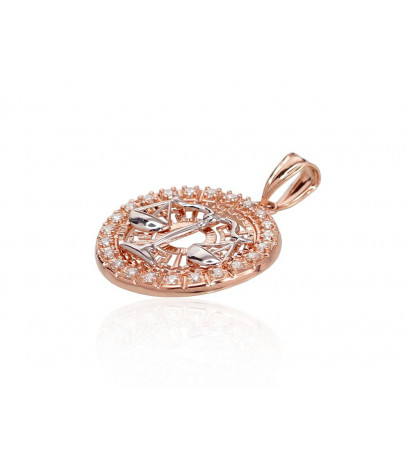 Gold pendant 1300456(Au-R+PRh-W)_CZ, Red Gold 585°, Rhodium (Plating) , Zirkons