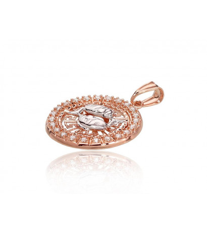 Gold pendant 1300461(Au-R+PRh-W)_CZ, Red Gold 585°, Rhodium (Plating) , Zirkons