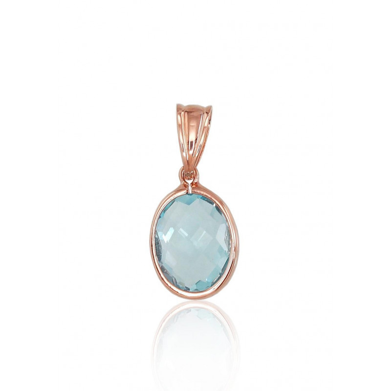 Gold pendant 1300462(Au-R)_TZLB, Red Gold 585°, Sky Blue Topaz