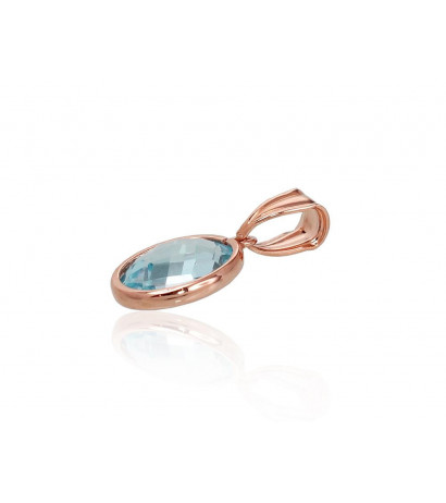 Gold pendant 1300462(Au-R)_TZLB, Red Gold 585°, Sky Blue Topaz