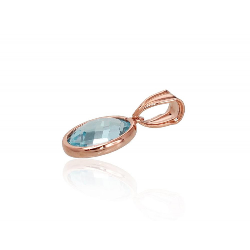 Gold pendant 1300462(Au-R)_TZLB, Red Gold 585°, Sky Blue Topaz