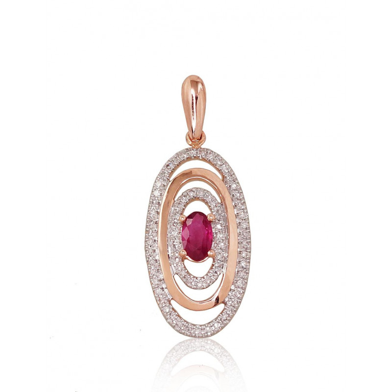 Gold pendant 1300668(Au-R+PRh-W)_DI+RB, Red Gold 585°, Rhodium (Plating) , Diamonds , Ruby