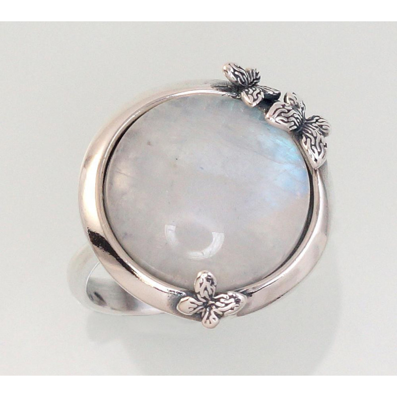 Silver ring 2101449(POx-Bk)_MS, Silver 925°, oxide (Plating), Moonstone