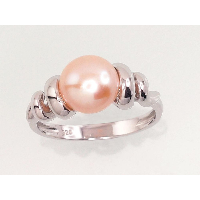 Silver ring 2101455(PRh-Gr)_PE-PI, Silver 925°, Rhodium (Plating), Fresh-water Pearl