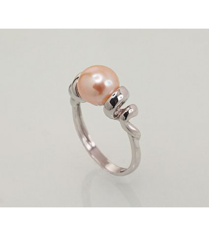 Silver ring 2101455(PRh-Gr)_PE-PI, Silver 925°, Rhodium (Plating), Fresh-water Pearl