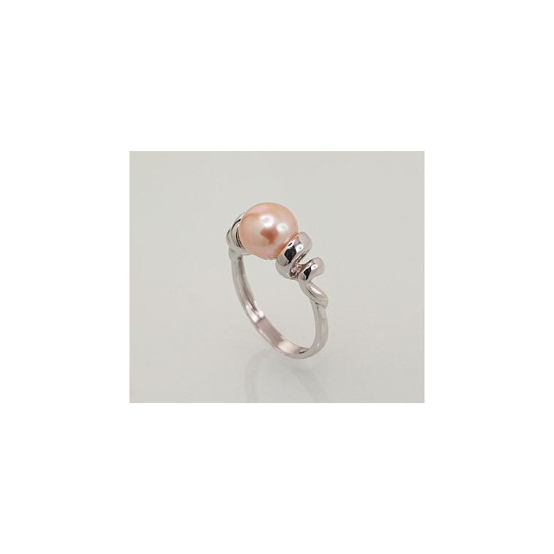 Silver ring 2101455(PRh-Gr)_PE-PI, Silver 925°, Rhodium (Plating), Fresh-water Pearl