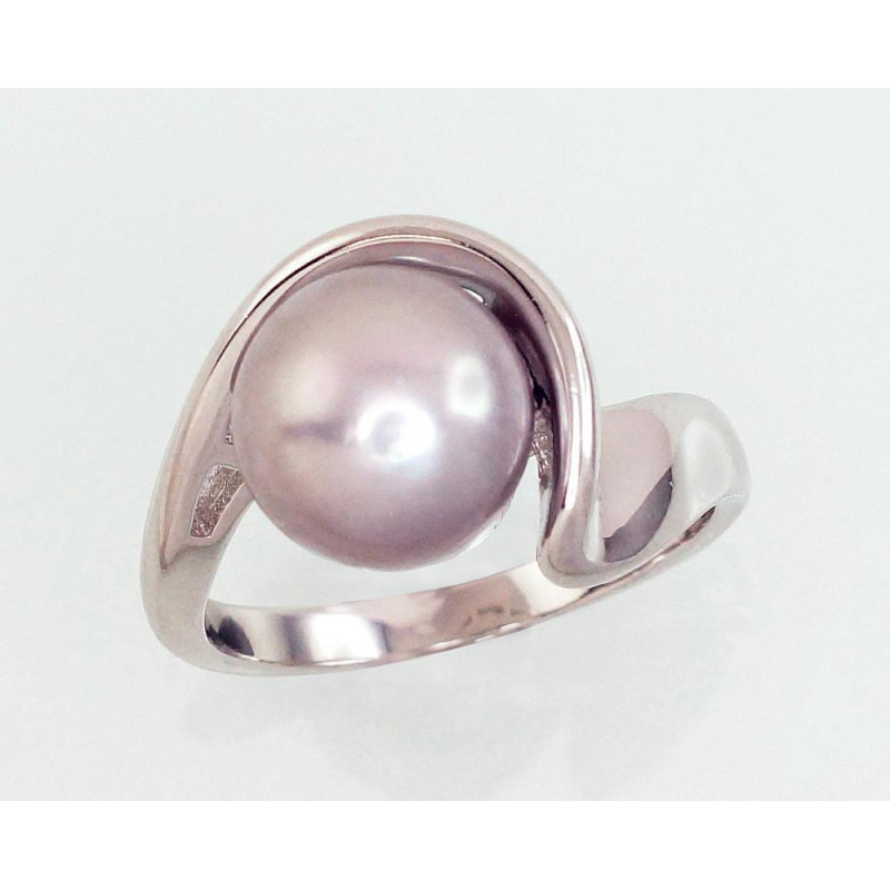 Silver ring 2101456(PRh-Gr)_PE-GR, Silver 925°, Rhodium (Plating), Fresh-water Pearl