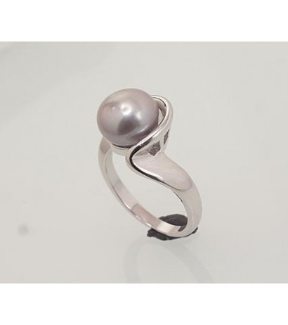 Silver ring 2101456(PRh-Gr)_PE-GR, Silver 925°, Rhodium (Plating), Fresh-water Pearl