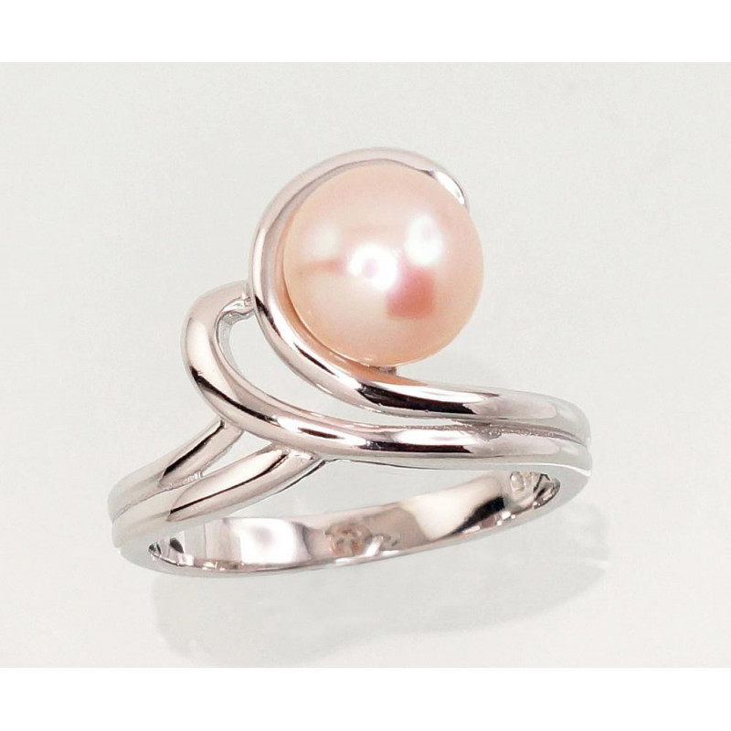 Silver ring 2101457(PRh-Gr)_PE-PI, Silver 925°, Rhodium (Plating), Fresh-water Pearl