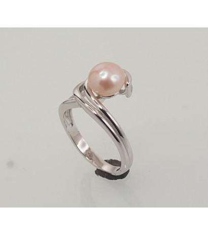 Silver ring 2101457(PRh-Gr)_PE-PI, Silver 925°, Rhodium (Plating), Fresh-water Pearl