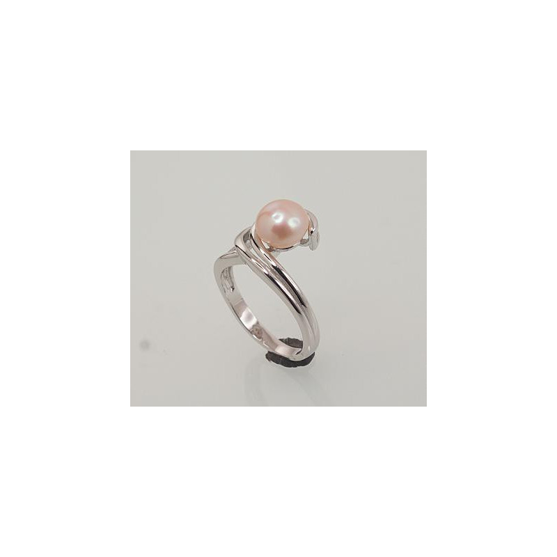 Silver ring 2101457(PRh-Gr)_PE-PI, Silver 925°, Rhodium (Plating), Fresh-water Pearl