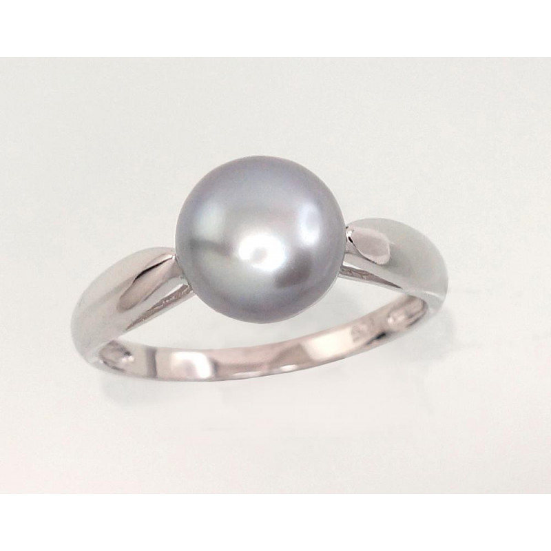 Silver ring 2101458(PRh-Gr)_PE-GR, Silver 925°, Rhodium (Plating), Fresh-water Pearl