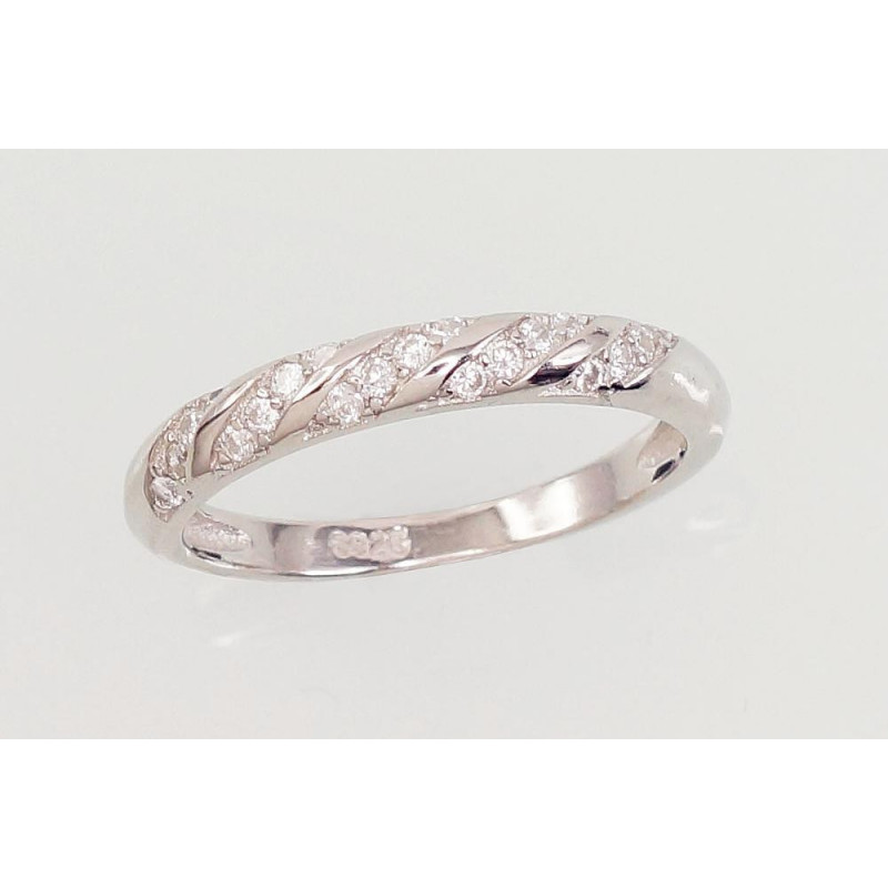 Silver ring 2101545(PRh-Gr)_CZ, Silver 925°, Rhodium (Plating), Zirkons