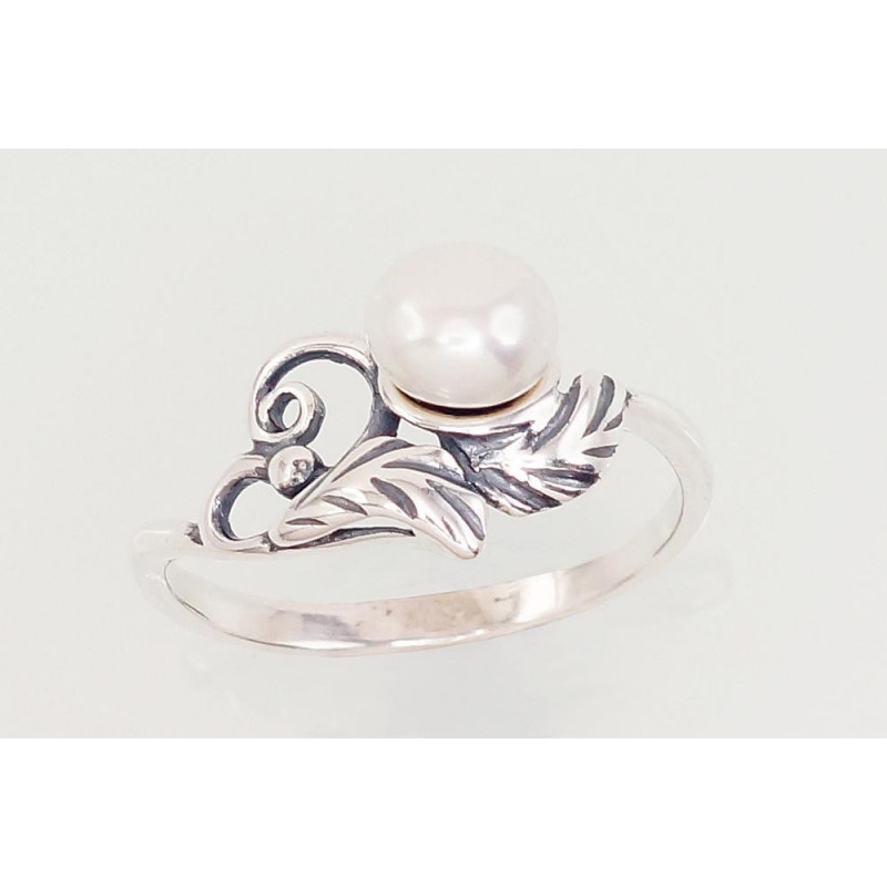 Silver ring 2101568(POx-Bk)_PE, Silver 925°, oxide (Plating), Fresh-water Pearl