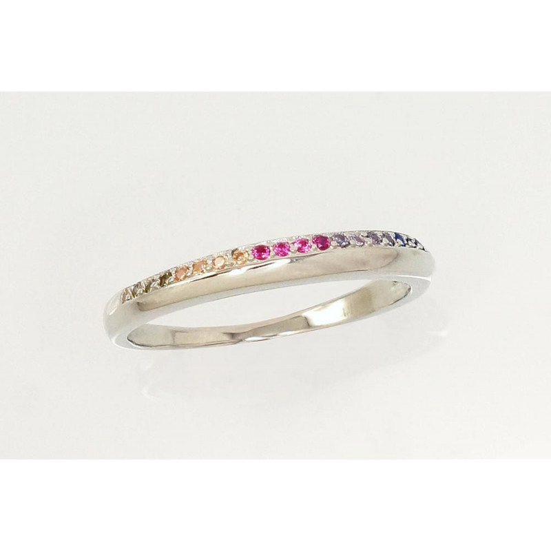 Silver ring 2101621(PRh-Gr)_CZ-MIX, Silver 925°, Rhodium (Plating), Zirkons