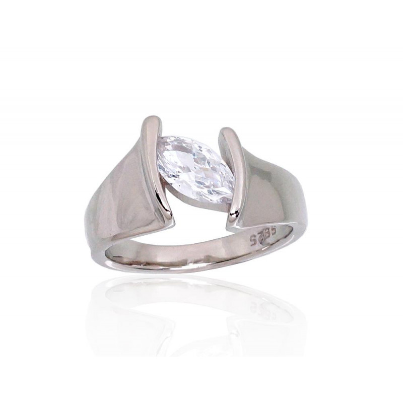 Silver ring 2101711(PRh-Gr)_CZ, Silver 925°, Rhodium (Plating), Zirkons