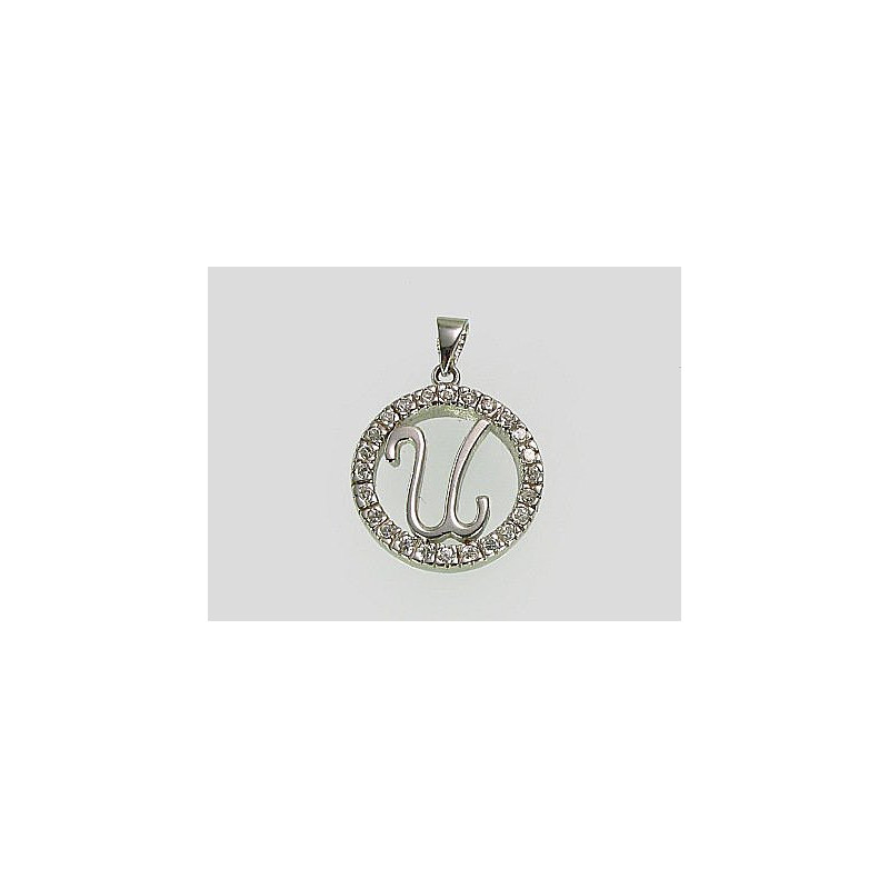 Silver pendant 2300020(PRh-Gr)_CZ, Silver 925°, Rhodium (Plating), Zirkons