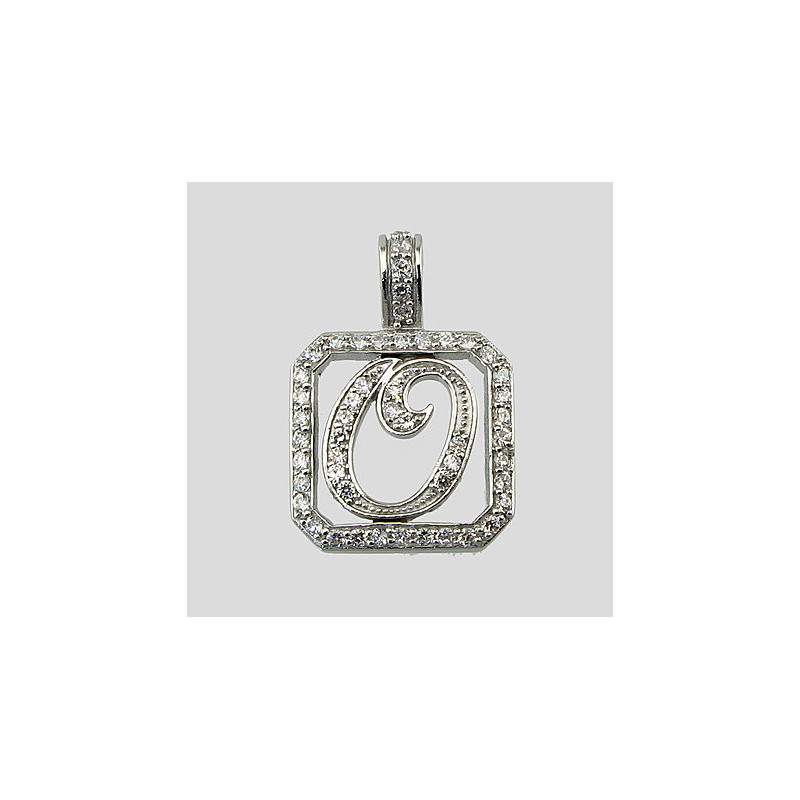 Silver pendant 2300195(PRh-Gr)_CZ, Silver 925°, Rhodium (Plating), Zirkons