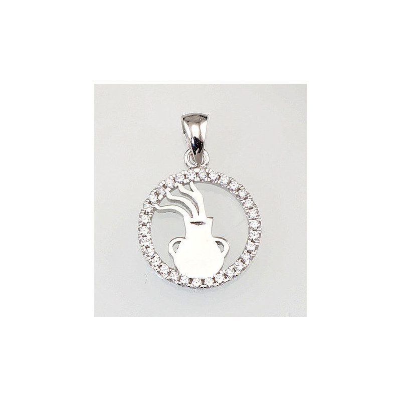 Silver pendant 2300393(PRh-Gr)_CZ, Silver 925°, Rhodium (Plating), Zirkons