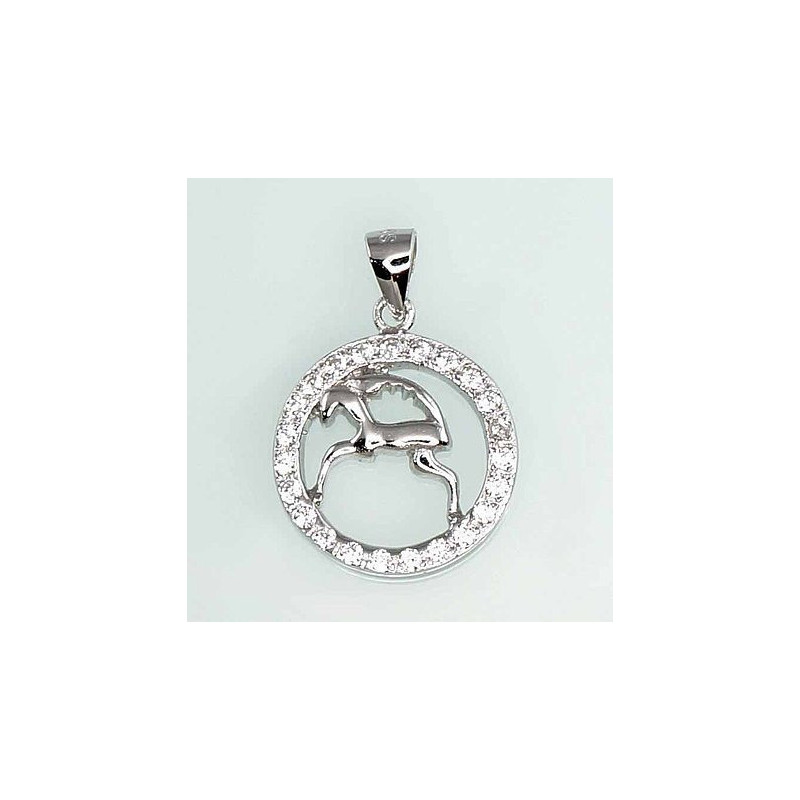 Silver pendant 2300502(PRh-Gr)_CZ, Silver 925°, Rhodium (Plating), Zirkons