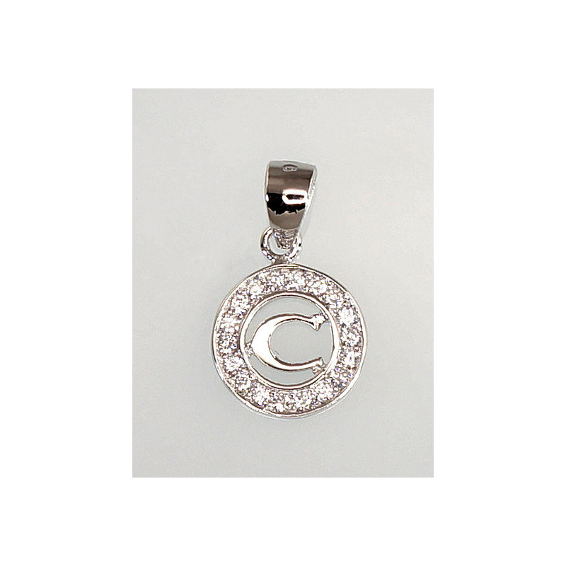 Silver pendant 2300624(PRh-Gr)_CZ, Silver 925°, Rhodium (Plating), Zirkons