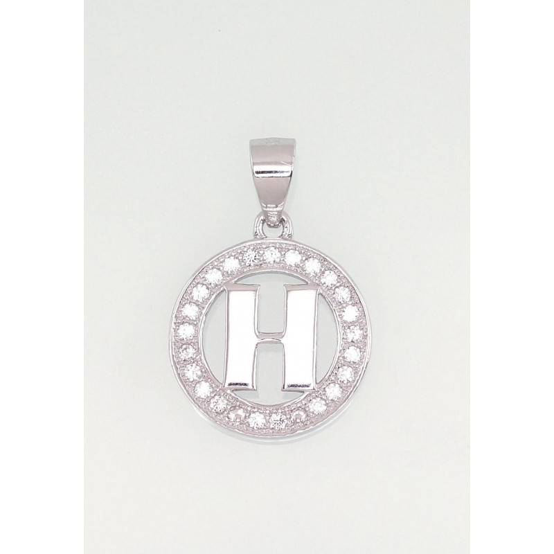 Silver pendant 2301003(PRh-Gr)_CZ, Silver 925°, Rhodium (Plating), Zirkons