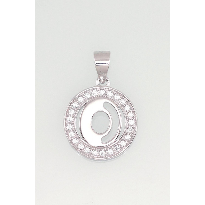 Silver pendant 2301010(PRh-Gr)_CZ, Silver 925°, Rhodium (Plating), Zirkons