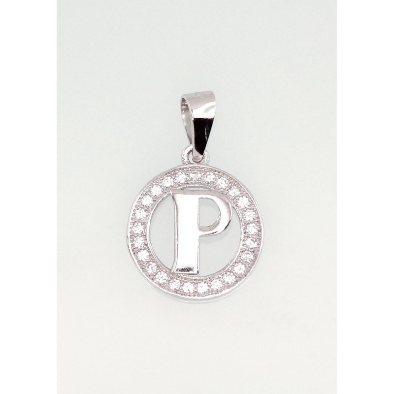 Silver pendant 2301011(PRh-Gr)_CZ, Silver 925°, Rhodium (Plating), Zirkons