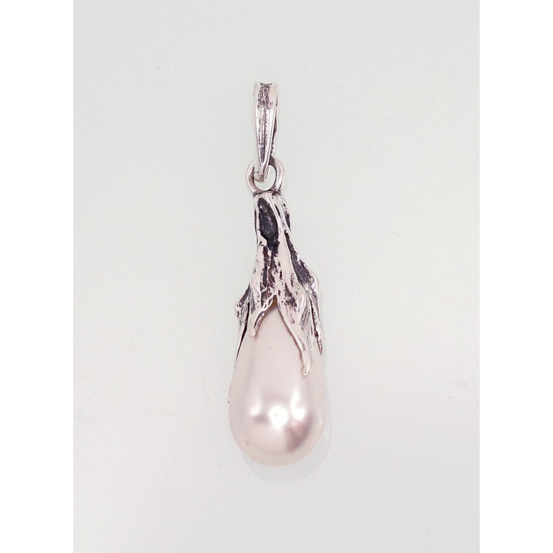 Silver pendant 2301540(POx-Bk)_PEX, Silver 925°, oxide (Plating), Fresh-water Pearl (Imitation)