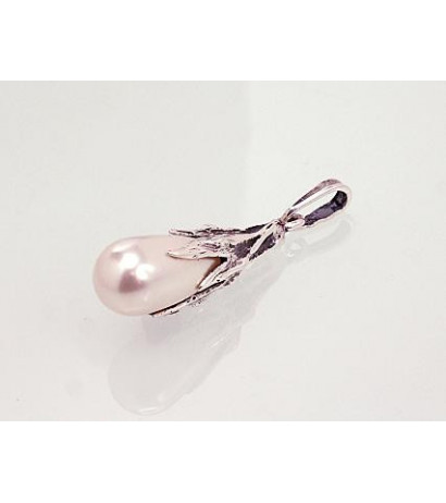 Silver pendant 2301540(POx-Bk)_PEX, Silver 925°, oxide (Plating), Fresh-water Pearl (Imitation)