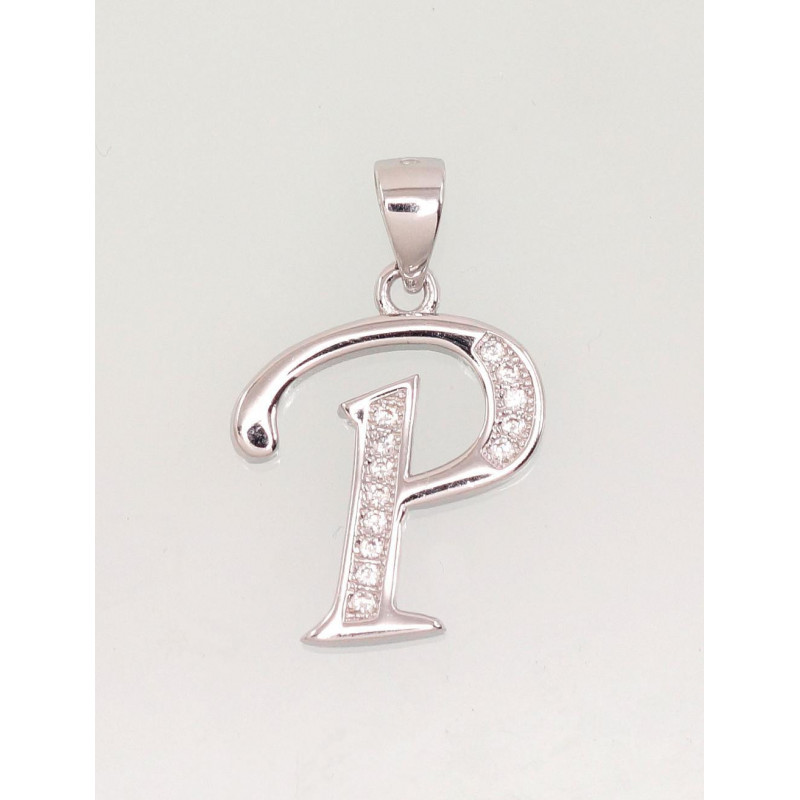 Silver pendant 2301620(PRh-Gr)_CZ, Silver 925°, Rhodium (Plating), Zirkons