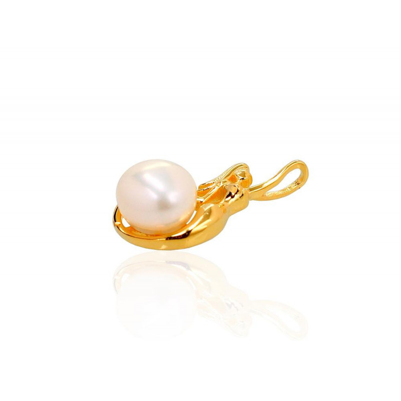 Silver pendant 2301748(PAu-Y)_PE, Silver 925°, yellow gold (Plating), Fresh-water Pearl