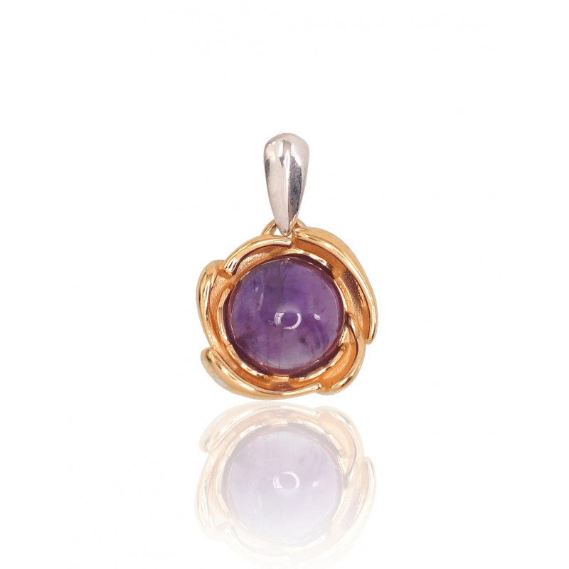 Silver pendant 2301756(PRh-Gr+PAu-Y)_AM, Silver 925°, yellow gold (Plating)/, Rhodium (Plating), Amethyst