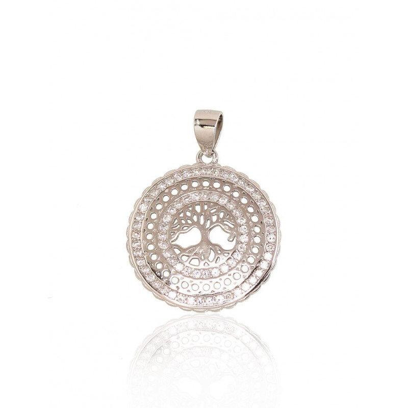 Silver pendant 2301765(PRh-Gr)_CZ, Silver 925°, Rhodium (Plating), Zirkons