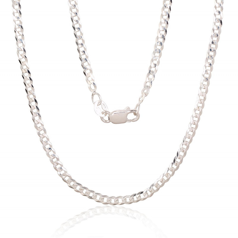 Silver chain Curb 2.5 mm , diamond cut 2400073, Silver 925°