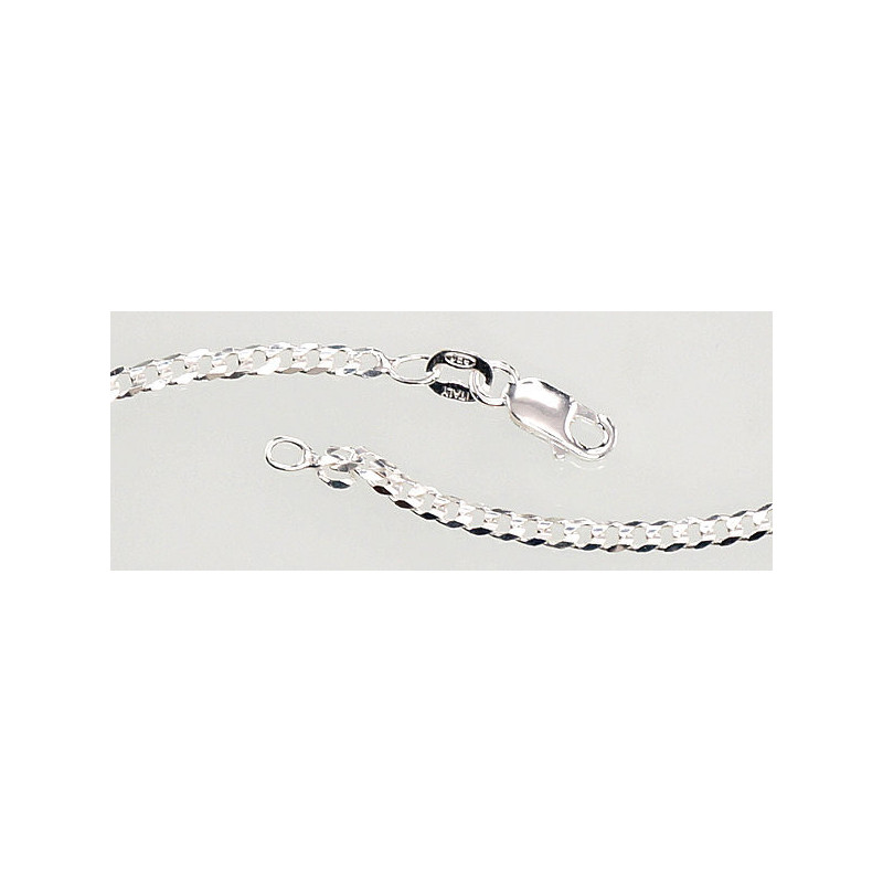 Silver chain Curb 2.5 mm , diamond cut 2400073, Silver 925°