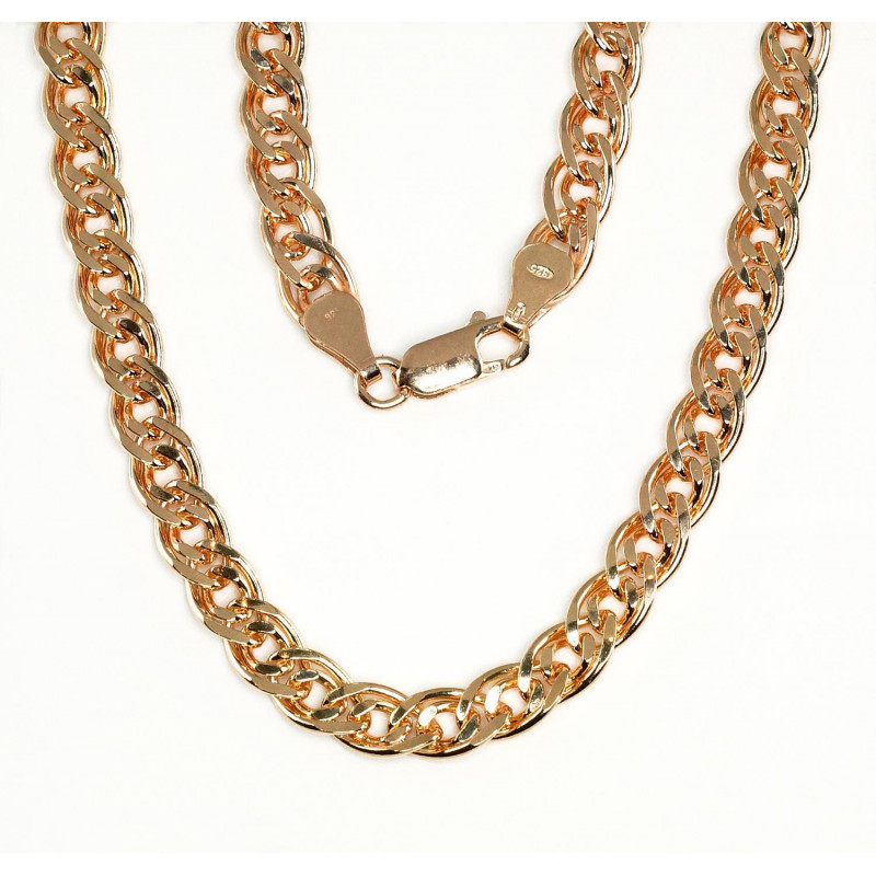 Silver chain Mona Liza 6 mm , diamond cut 2400106(PAu-R), Silver 925°, red gold (Plating)