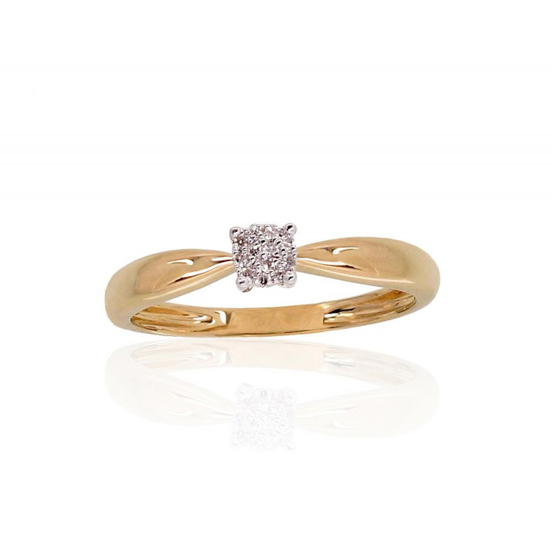 Gold ring 1100187(Au-Y+PRh-W)_DI, Yellow Gold 585°, Rhodium (Plating) , Diamonds