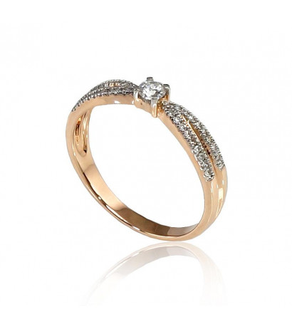 Gold ring 1100191(Au-R+PRh-W)_DI, Red Gold 585°, Rhodium (Plating) , Diamonds