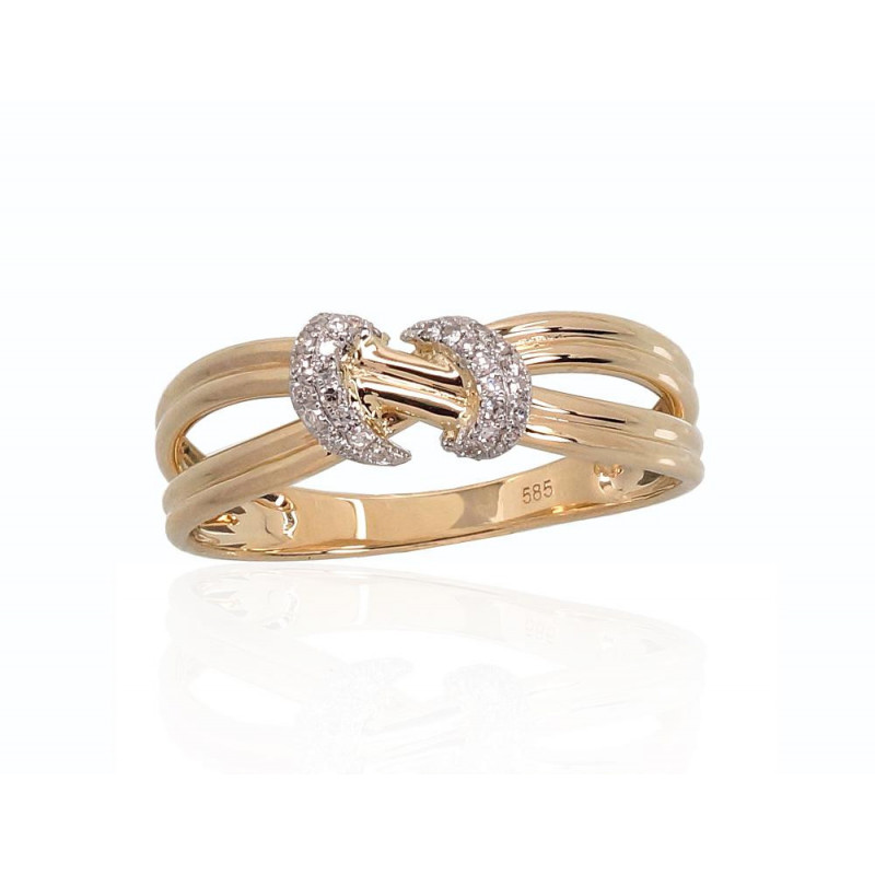 Gold ring 1100199(Au-Y+PRh-W)_DI, Yellow Gold 585°, Rhodium (Plating) , Diamonds