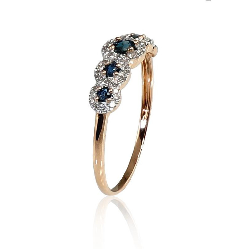 Gold ring 1100202(Au-R+PRh-W)_DI+SA, Red Gold 585°, Rhodium (Plating) , Diamonds , Sapphire