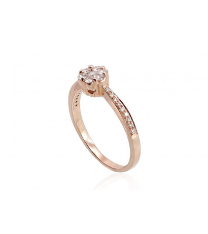 Gold ring 1100204(Au-R)_DI, Red Gold 585°, Diamonds