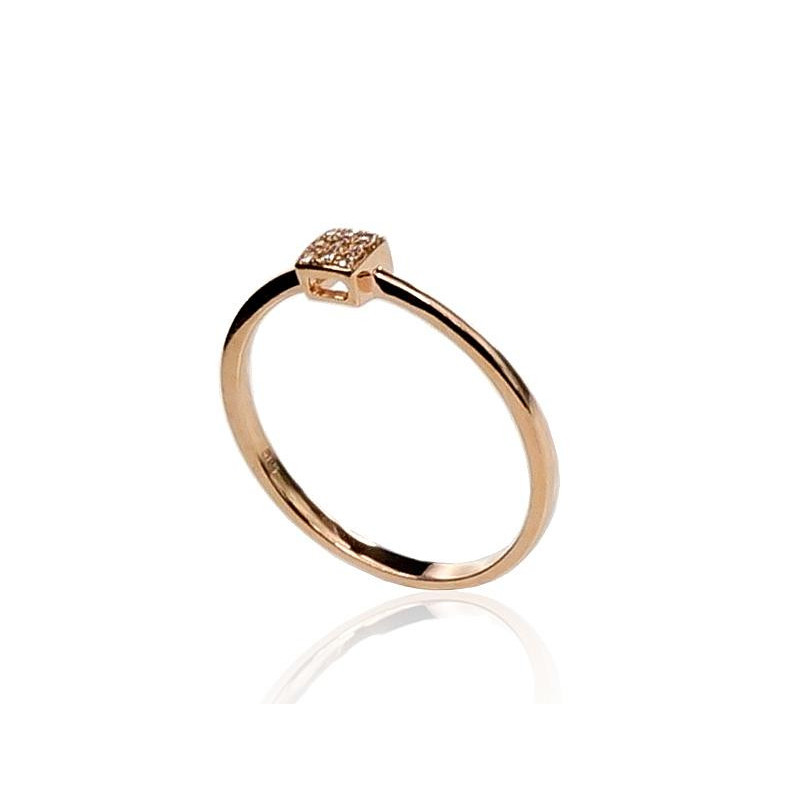 Gold ring 1100290(Au-R)_DI, Red Gold 585°, Diamonds