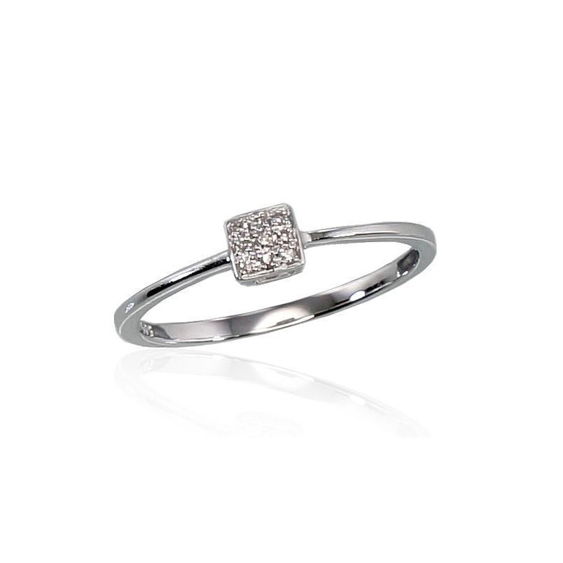 Gold ring 1100290(Au-W)_DI, White Gold 585°, Diamonds