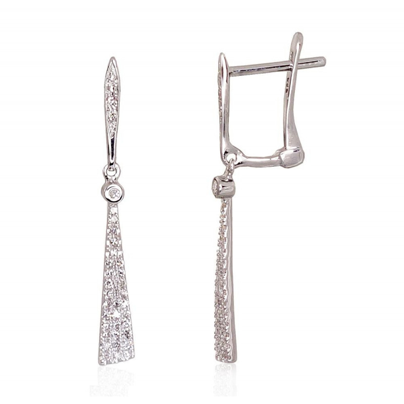 Gold earrings with 'english' lock 1200979(Au-W)_DI, White Gold 585°, Diamonds