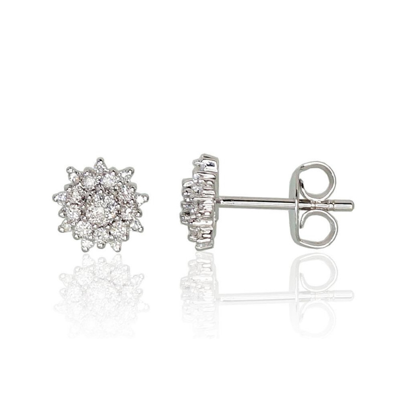 Gold classic studs earrings 1200980(Au-W)_DI, White Gold 585°, Diamonds