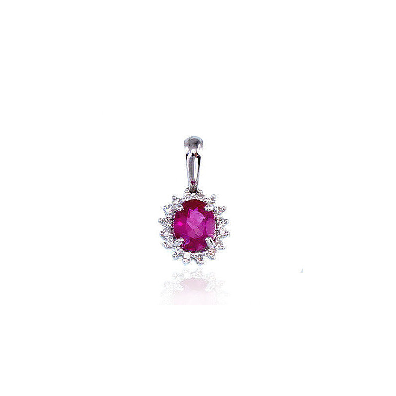 Gold pendant 1300178(Au-W)_DI+RB, White Gold 585°, Diamonds , Ruby