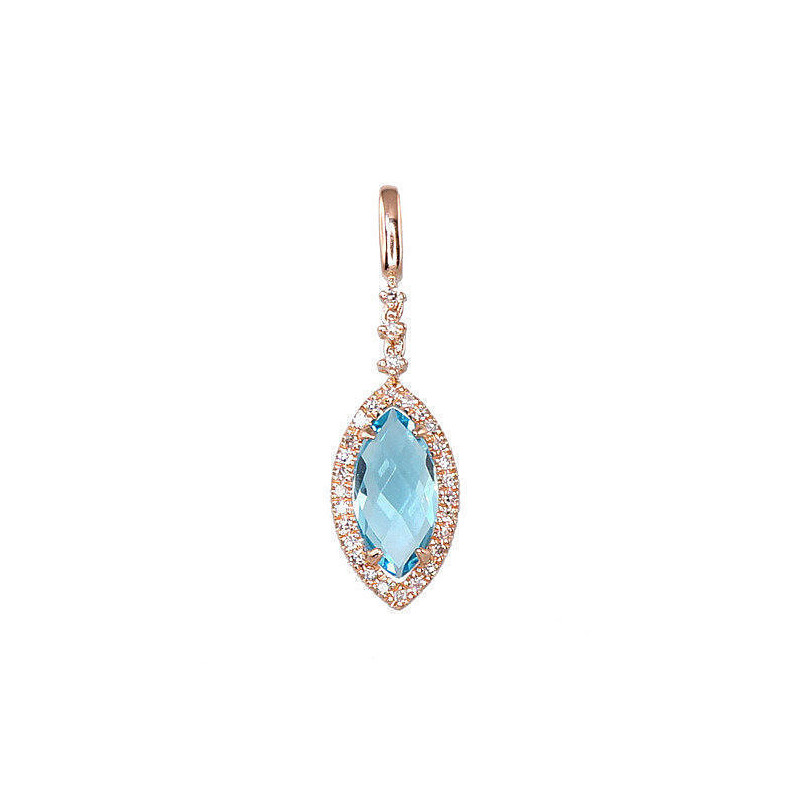 Gold pendant 1300202(Au-R)_DI+TZLB, Red Gold 585°, Diamonds , Sky Blue Topaz